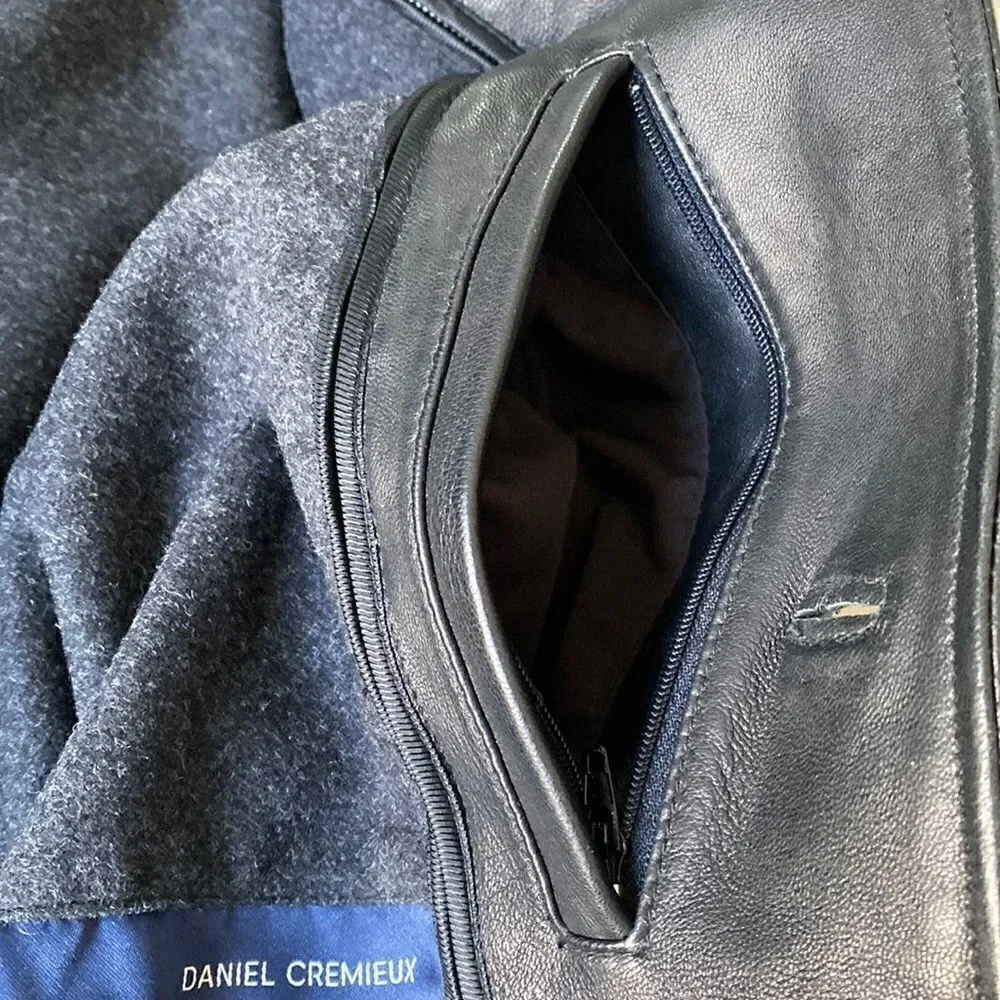 Daniel Cremieux Men’s Black Genuine Lamb Skin Leather Jacket Wool Lining Size L